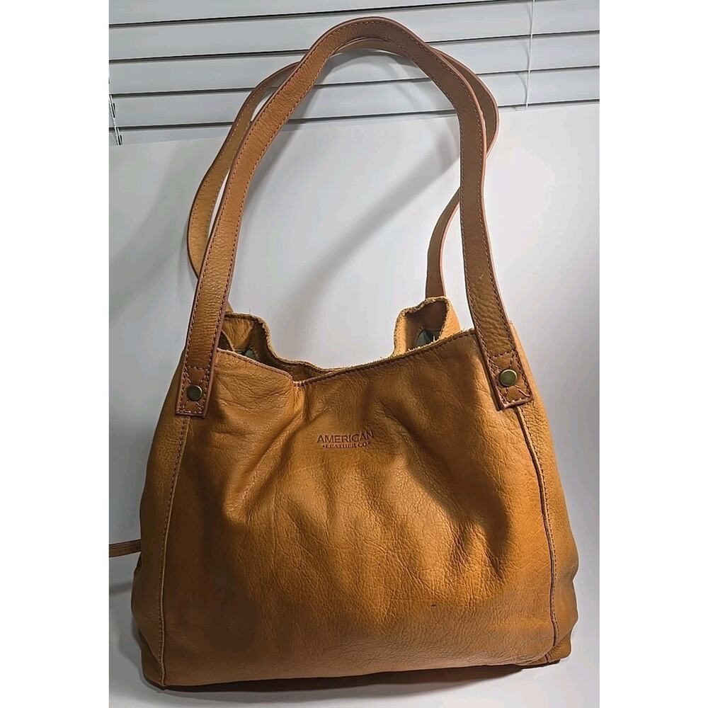 American Leather Co Shoulder Bag Purse Cognac Soft Supple Slouch Genuine Leather